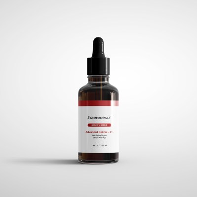 SkinHealthMD Retinol Serum Amber Dropper Bottle on a white background 